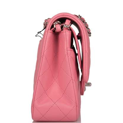 Medium Classic Double Flap Bag Rose Quilted Lambskin Silver Hardware