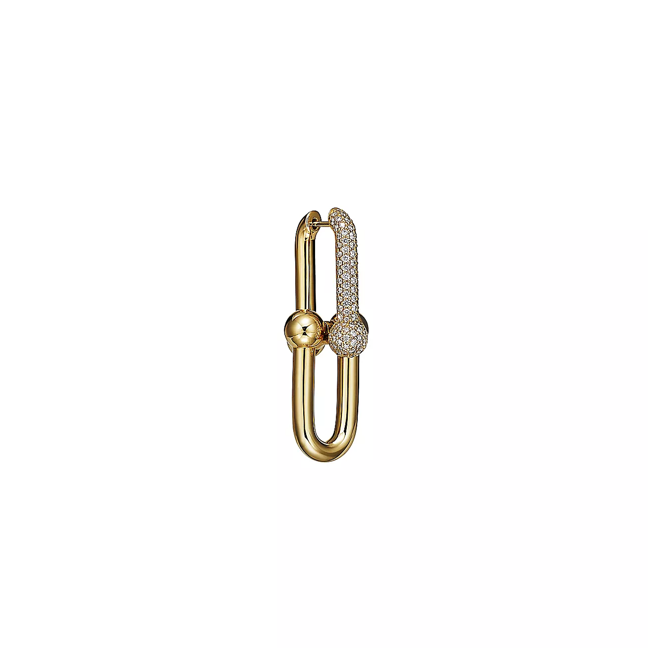 HardWear Link Earrings in Yellow Gold with Pave Diamonds