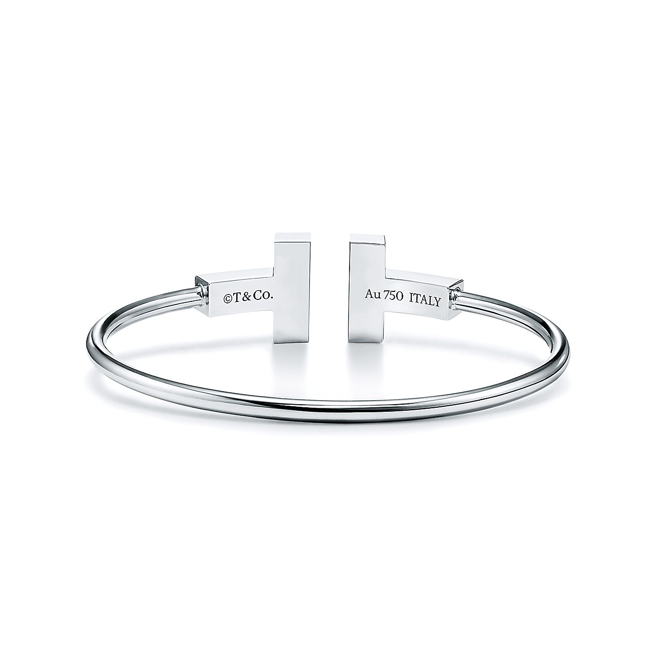 T Wide Turquoise Wire Bracelet in 18k White Gold