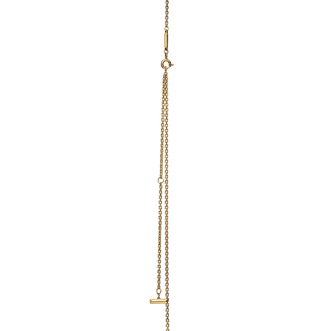 T T1 Circle Pendant in 18k Yellow Gold with Diamonds, Large