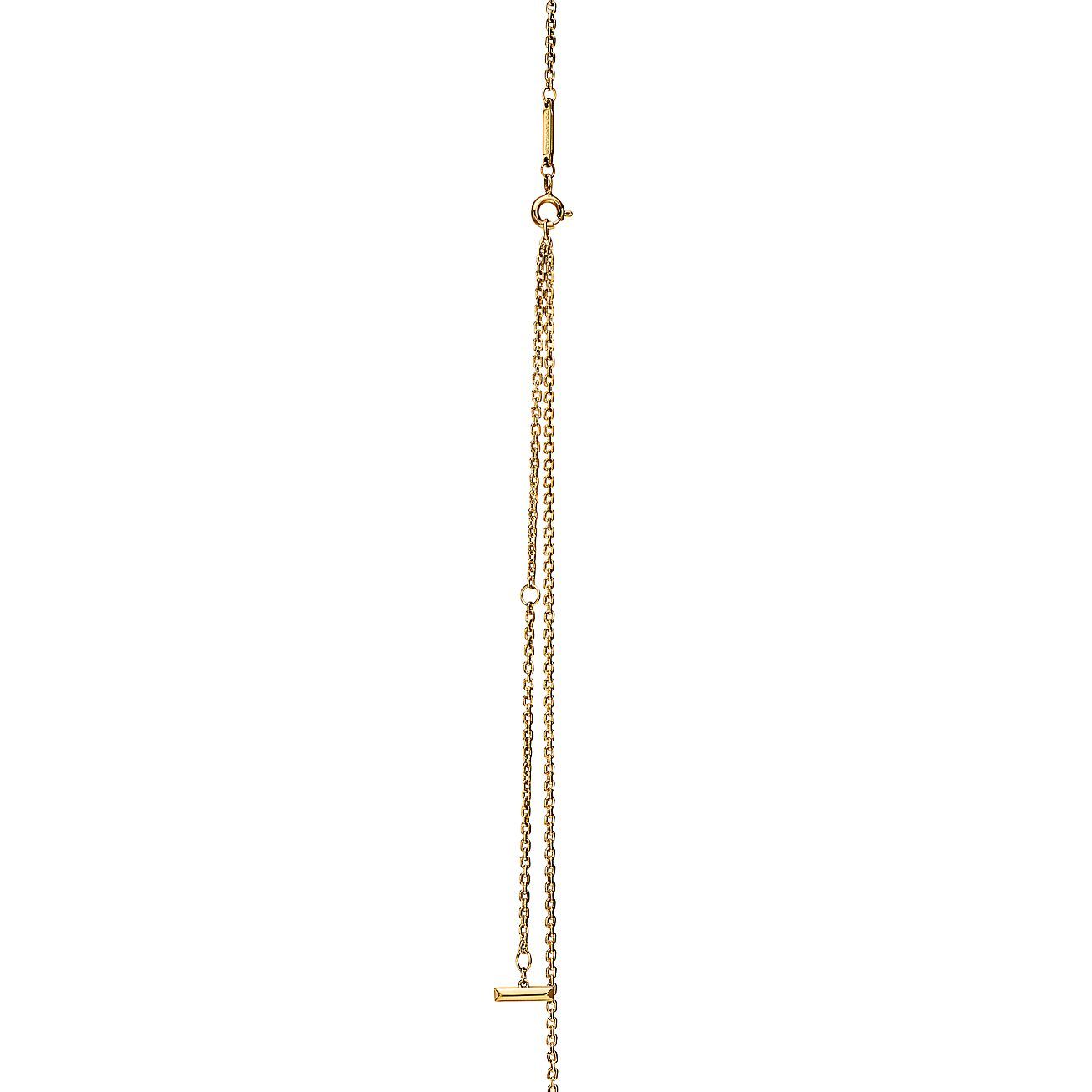 T T1 Circle Pendant in 18k Yellow Gold with Diamonds, Large