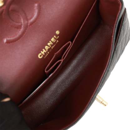 Small Classic Double Flap Bag Black Caviar Gold Hardware