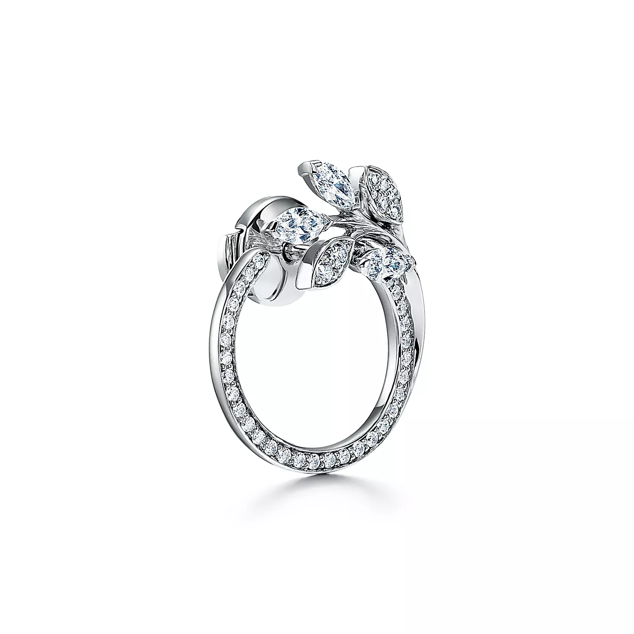 Victoria庐 Diamond Vine Circle Earrings in Platinum