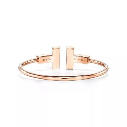 T Wire Bracelet in Rose Gold with Mother-of-pearl, Wide