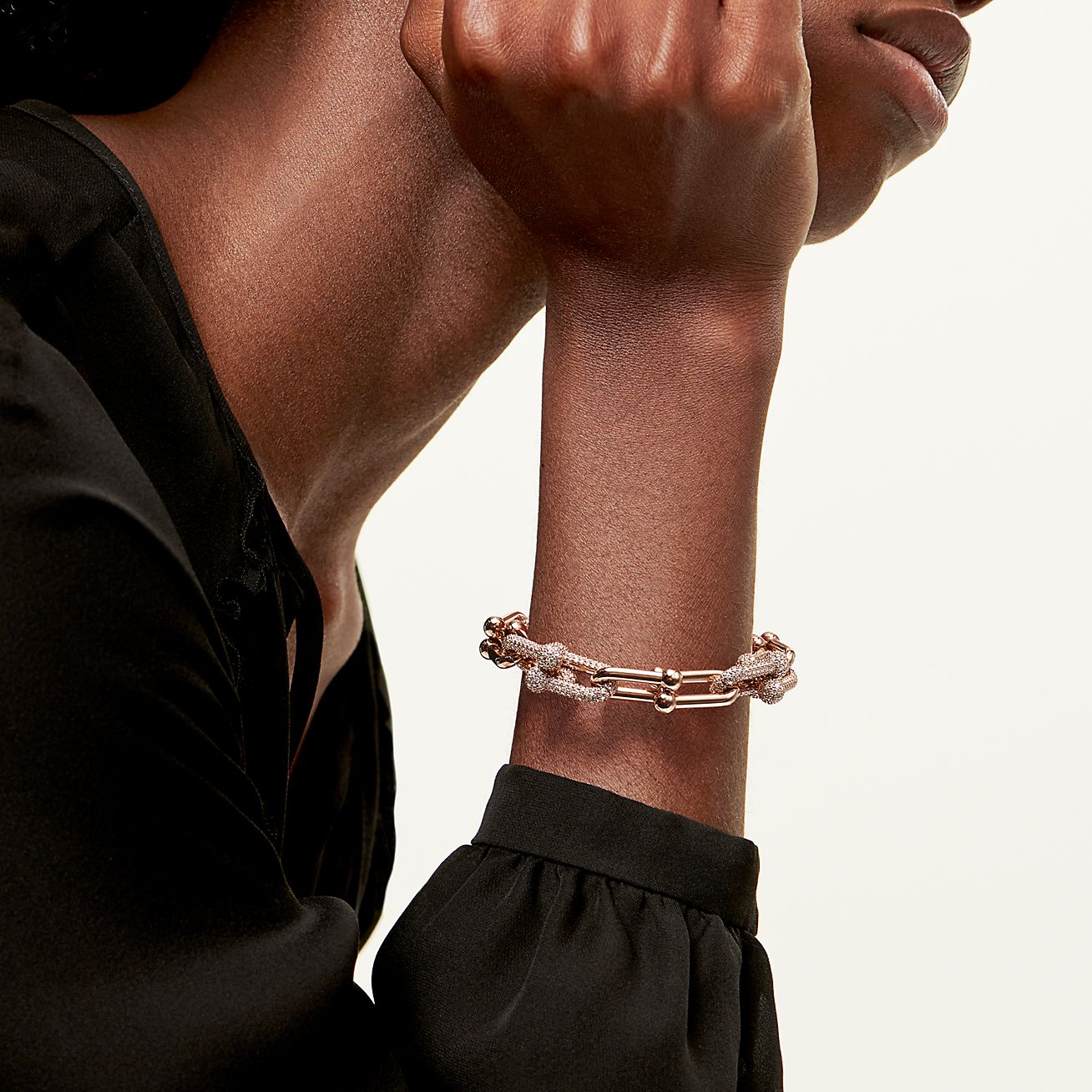 HardWear Link Bracelet in Rose Gold with Pave Diamonds