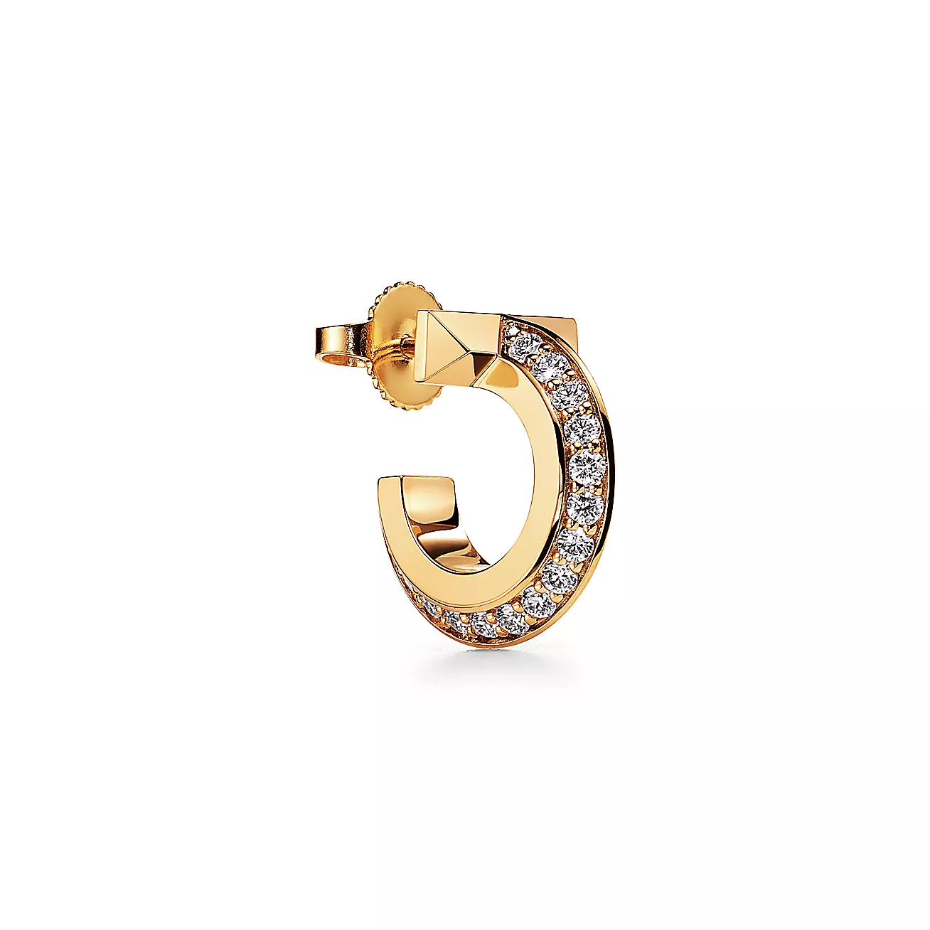 T T1 Hoop Earrings in Yellow Gold with Diamonds