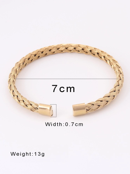 1pc Stainless Steel Braided Design Cuff Bangle