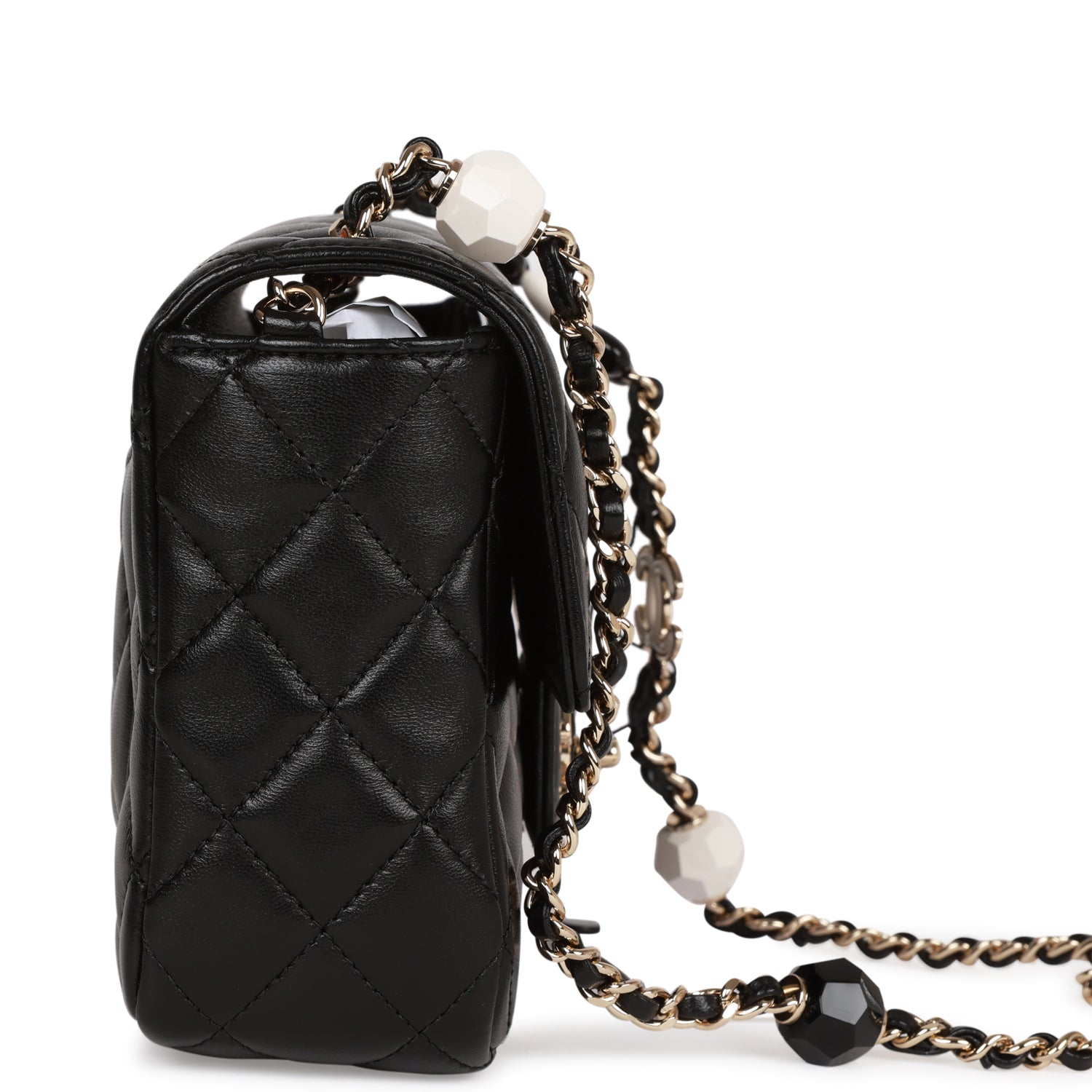 Candy Heart Mini Flap Bag Black Lambskin Enamel and Light Gold Hardware
