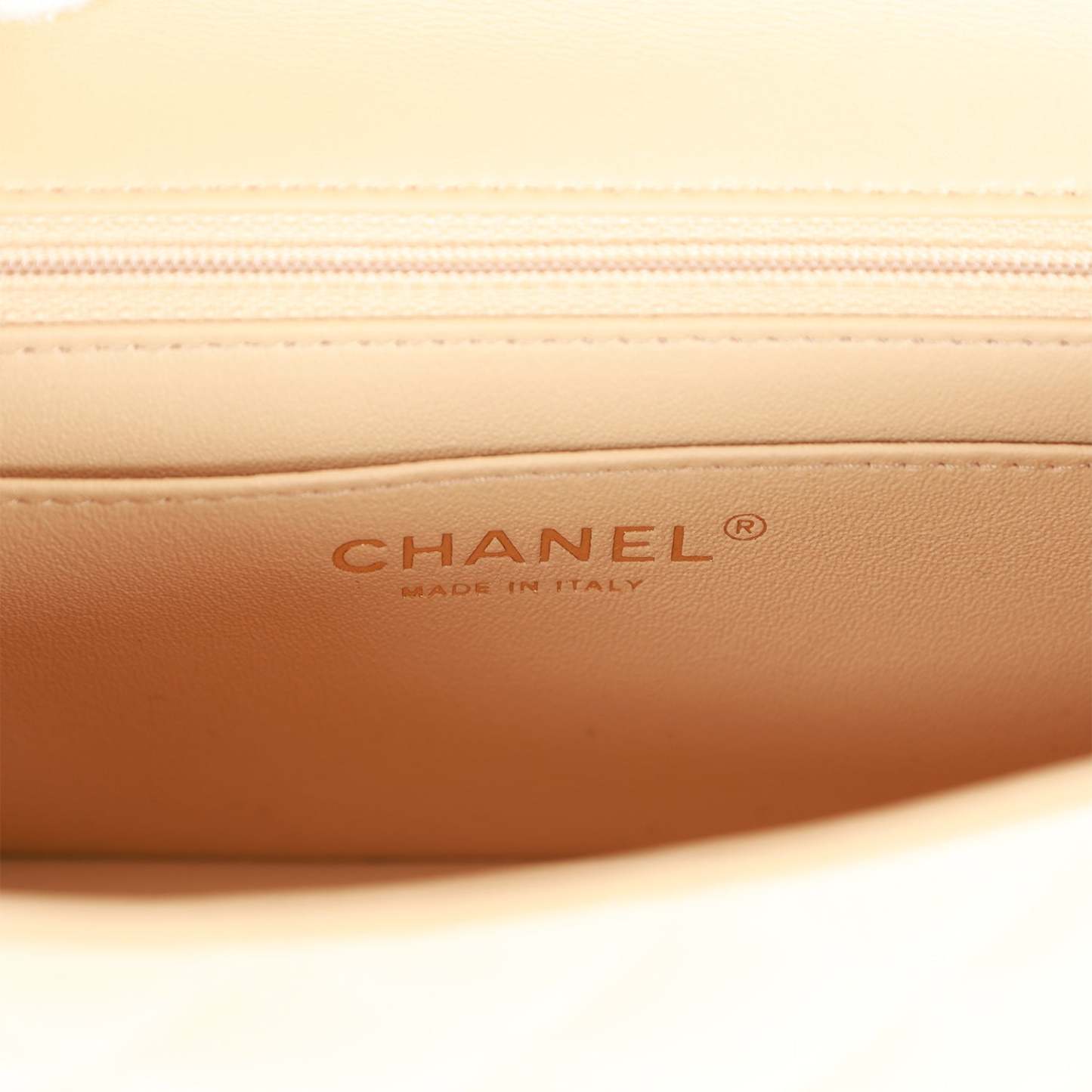 Mini Rectangular Flap Bag Beige Lambskin Light Gold Hardware