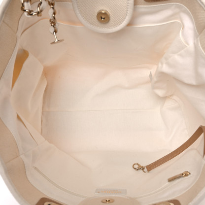 Canvas Pearl Large Deauville Tote Ecru Beige