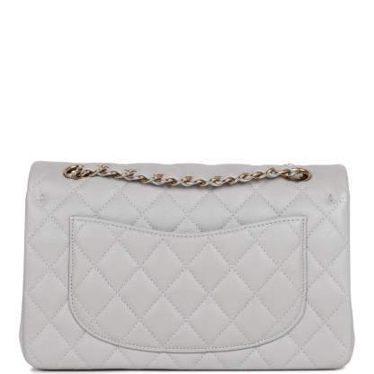 Small Classic Double Flap Grey Caviar Light Gold Hardware