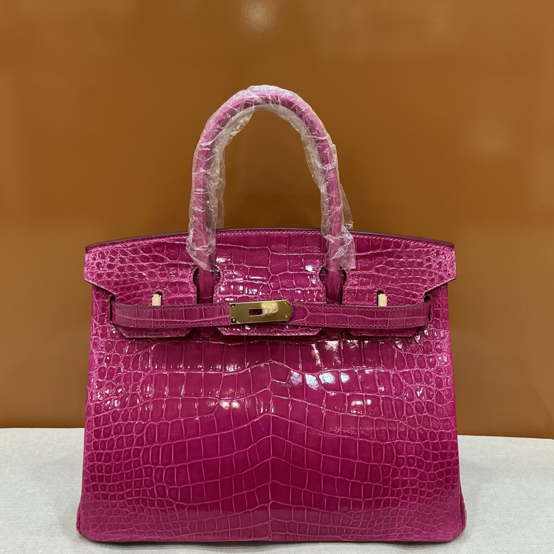 Birkin 30 Bag Graphite Niloticus Crocodile with Gold Hardware