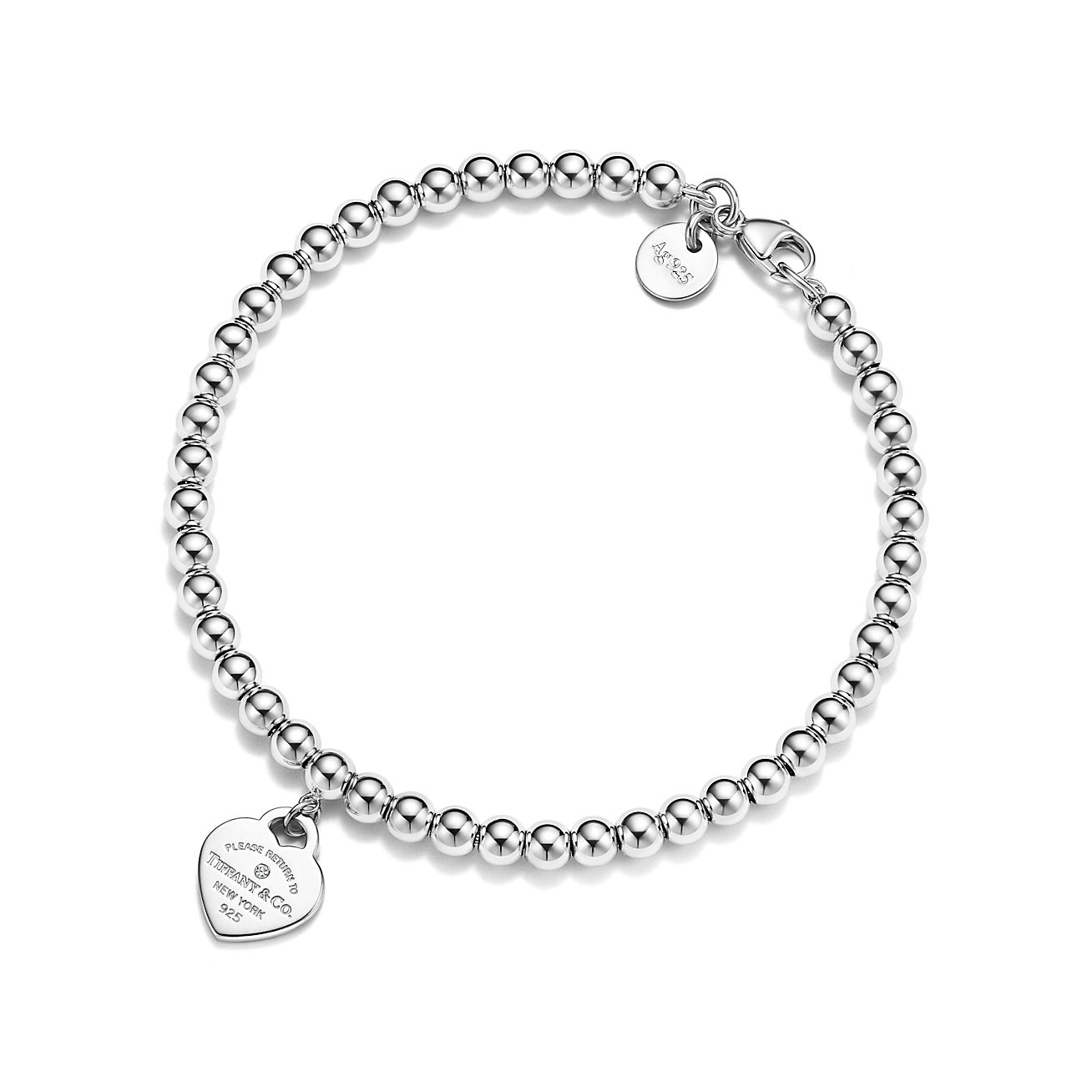 Return to 庐 Bead Bracelet in Silver,  Blue庐 with a Diamond, 4 mm