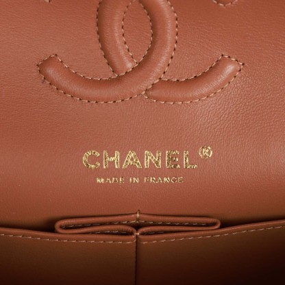 Small Classic Double Flap Bag Caramel Brown Lambskin Light Gold Hardware