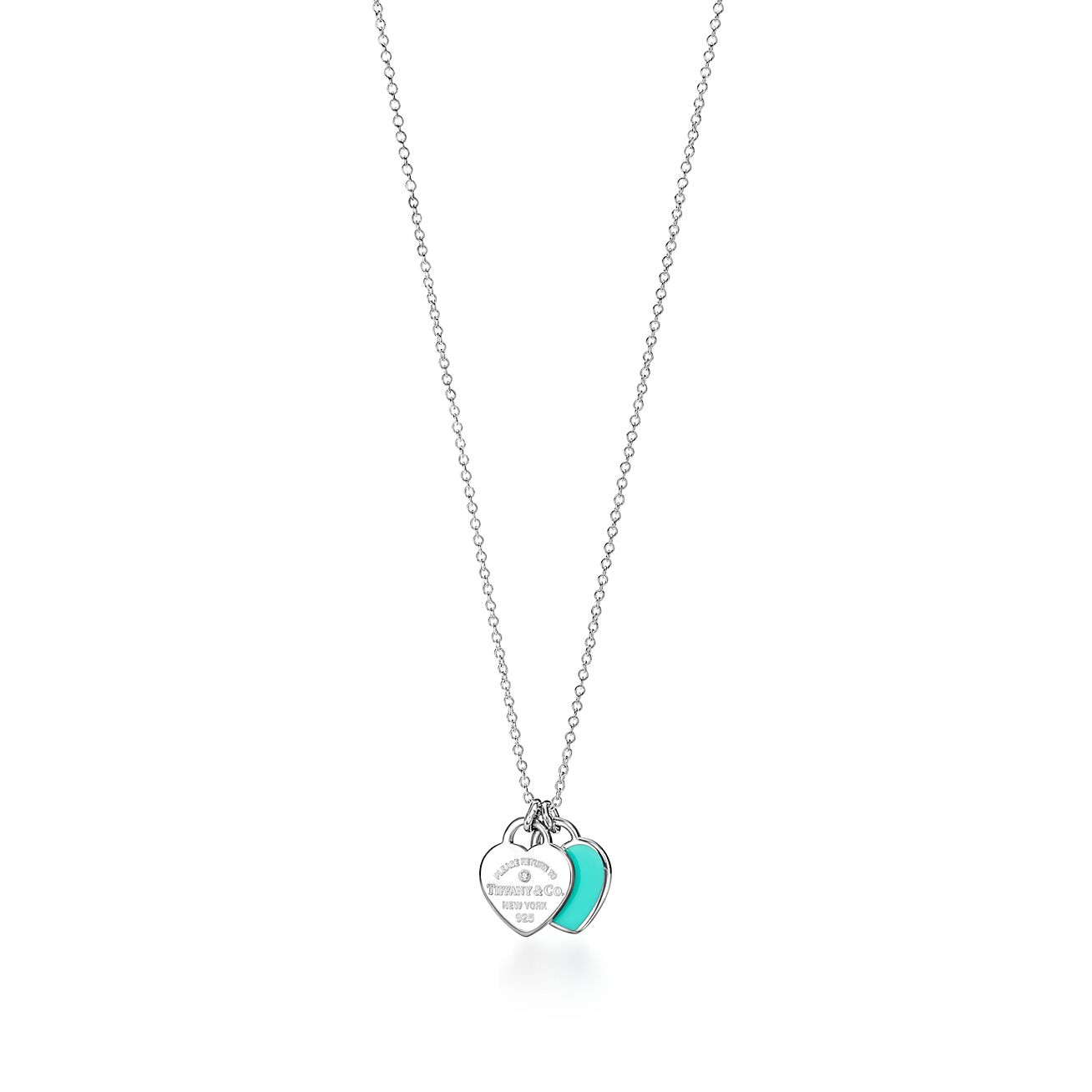 Return to 庐 Heart Pendant in Silver,  Blue庐 with a Diamond, Mini