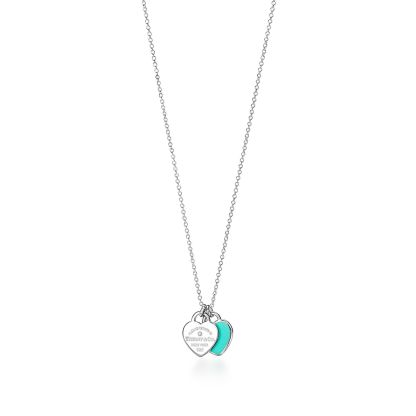 Return to 庐 Heart Pendant in Silver,  Blue庐 with a Diamond, Mini