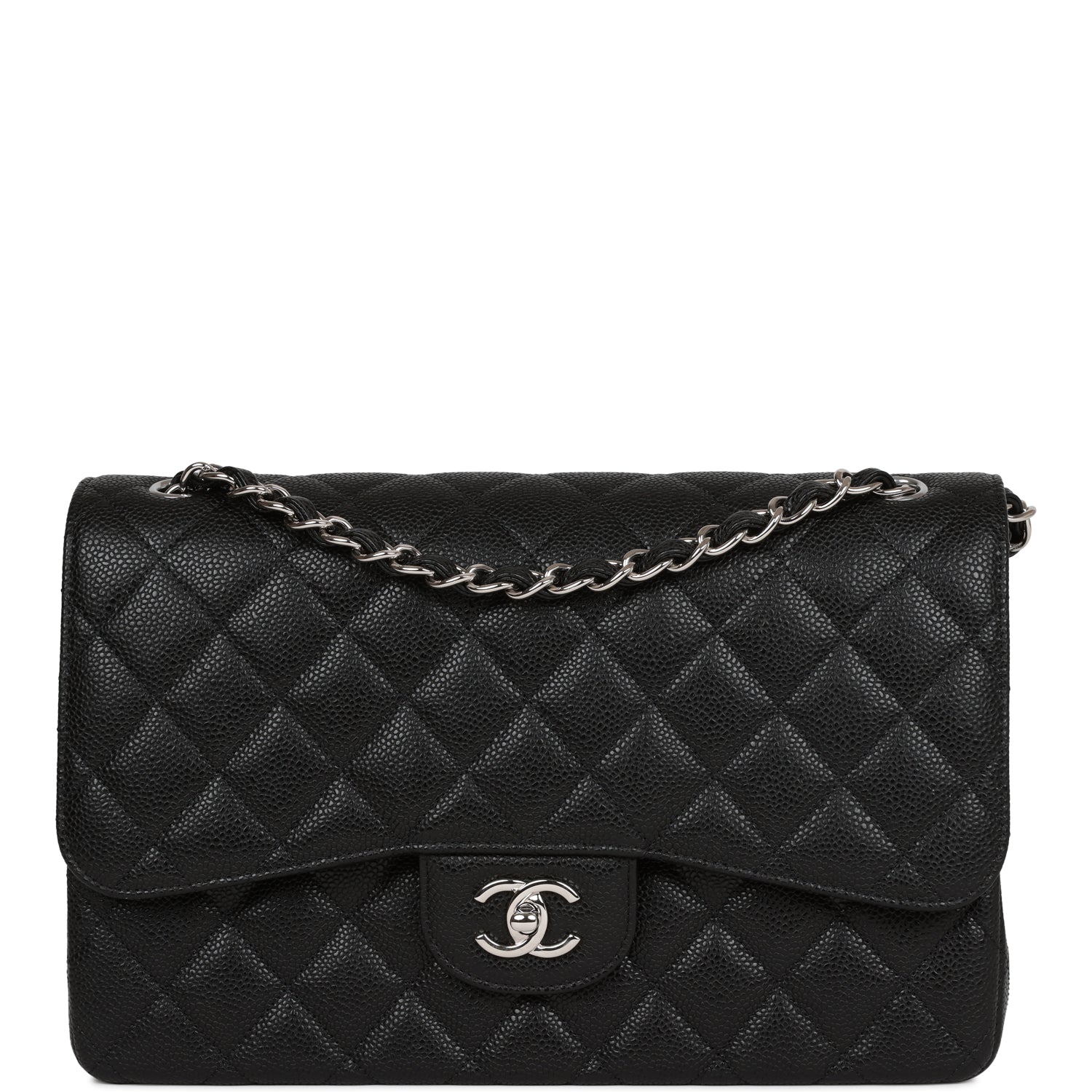 Jumbo Classic Double Flap Bag Black Caviar Silver Hardware