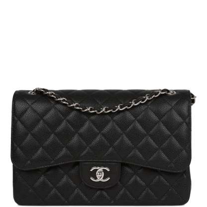 Jumbo Classic Double Flap Bag Black Caviar Silver Hardware