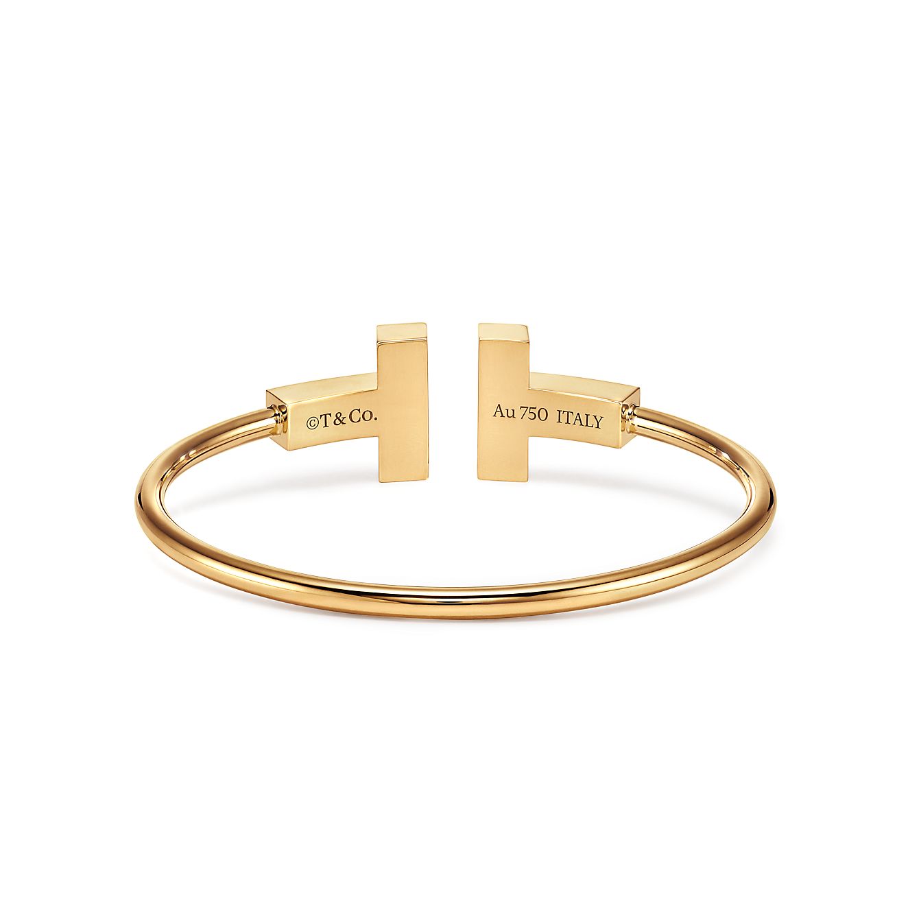 T Wide Mother-of-pearl Wire Bracelet in 18k Gold