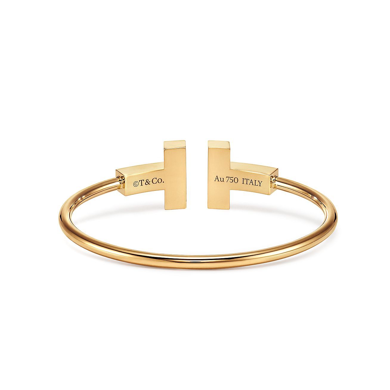 T Wide Mother-of-pearl Wire Bracelet in 18k Gold