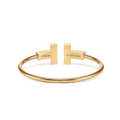 T Wide Mother-of-pearl Wire Bracelet in 18k Gold