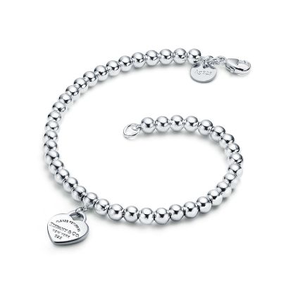 Return to 庐 Heart Tag Bead Bracelet in Silver