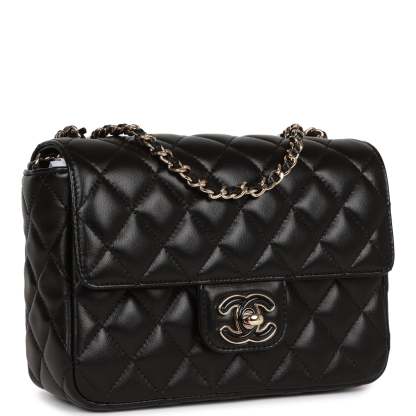 Candy Heart Mini Flap Bag Black Lambskin Enamel and Light Gold Hardware