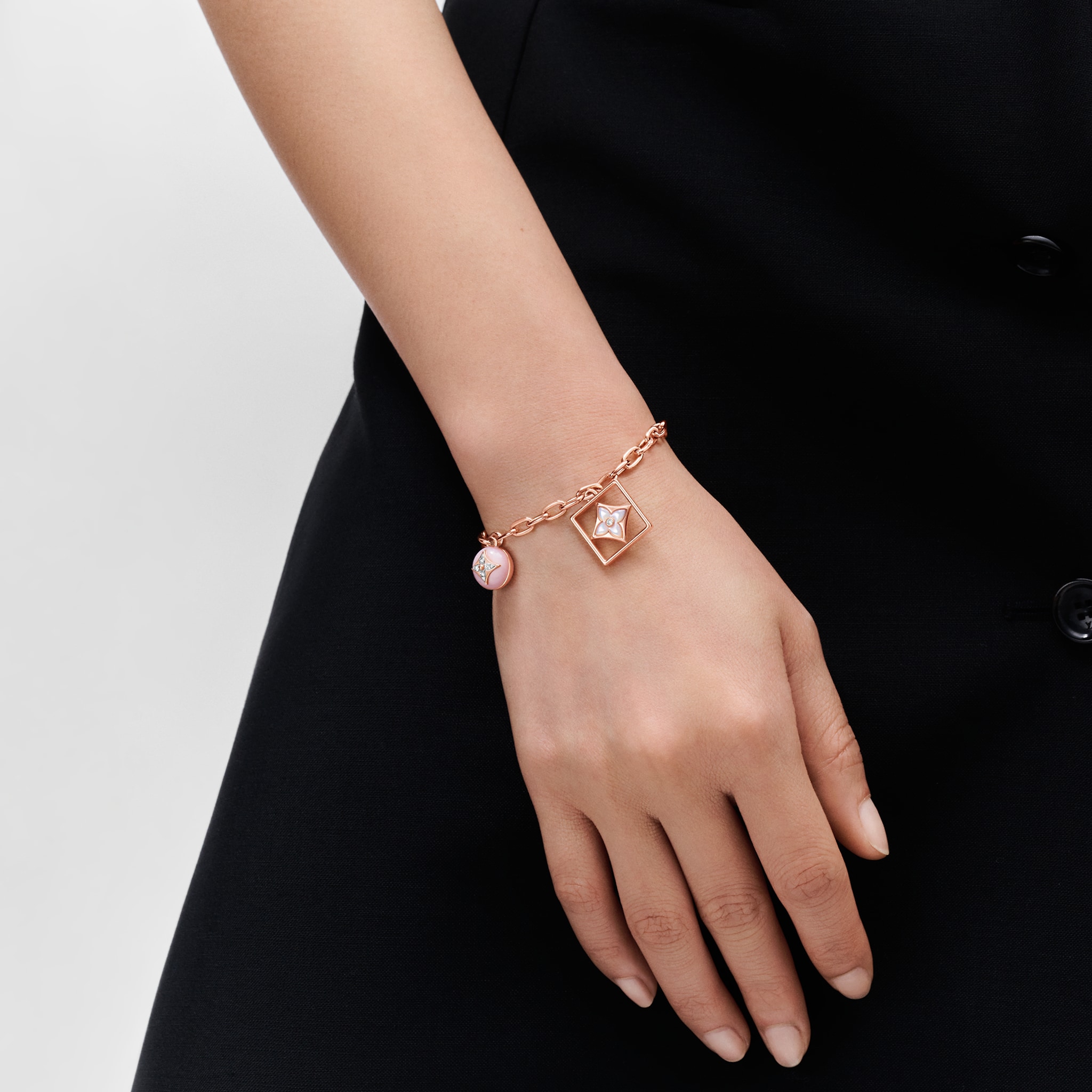 B Blossom Bracelet, Pink Gold, White Gold, Pink Opal, White Mother-Of-Pearl And Diamonds