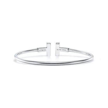 T Turquoise Wire Bracelet in 18k White Gold