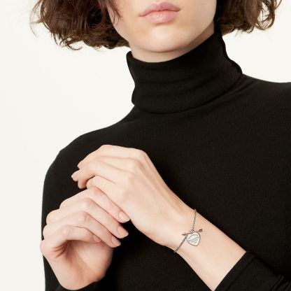 Return to 庐 Lovestruck Heart Tag Bracelet in Silver and Rose Gold, Small