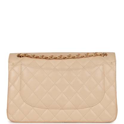 Jumbo Classic Double Flap Bag Beige Caviar Gold Hardware
