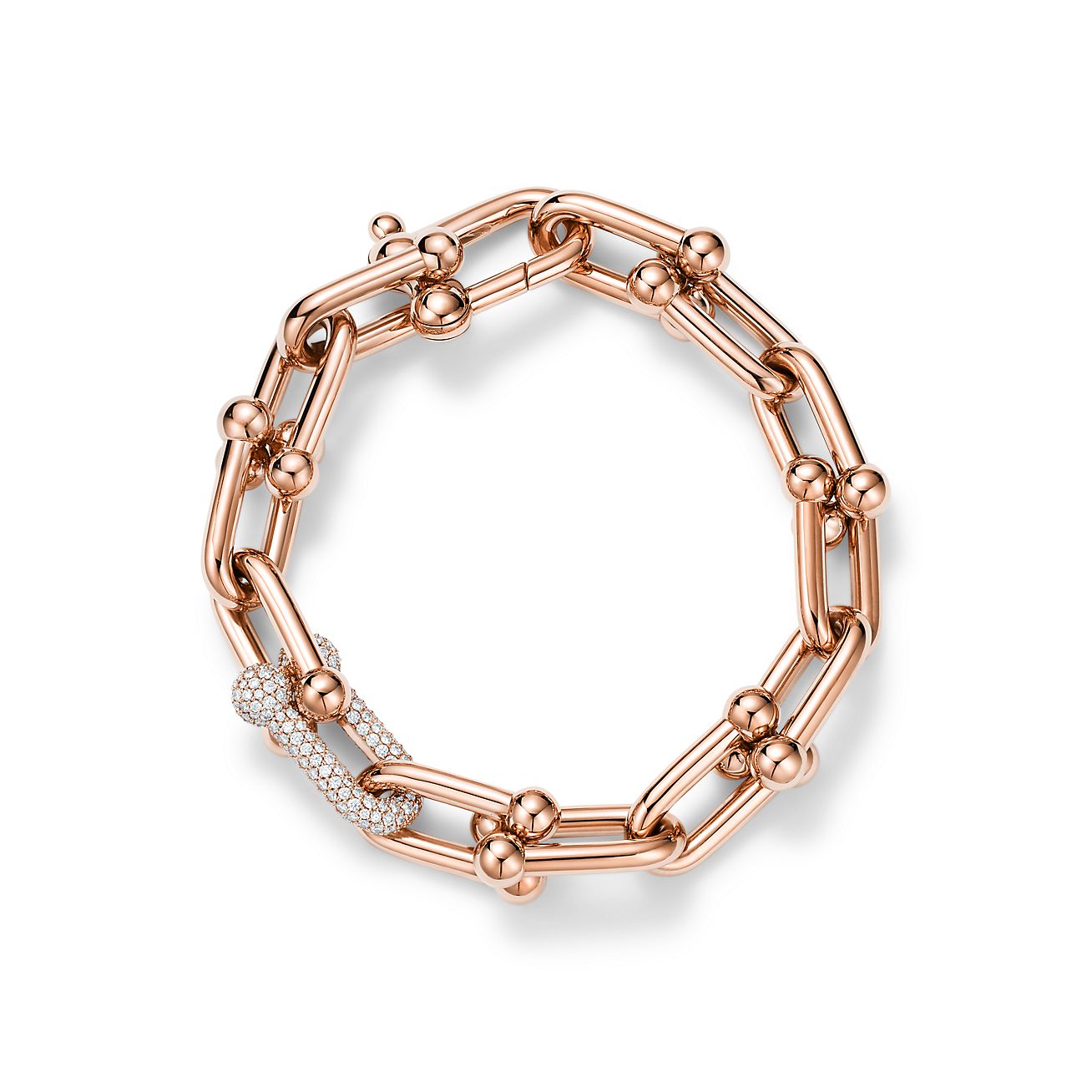 HardWear Large Link Bracelet in Rose Gold with Diamonds