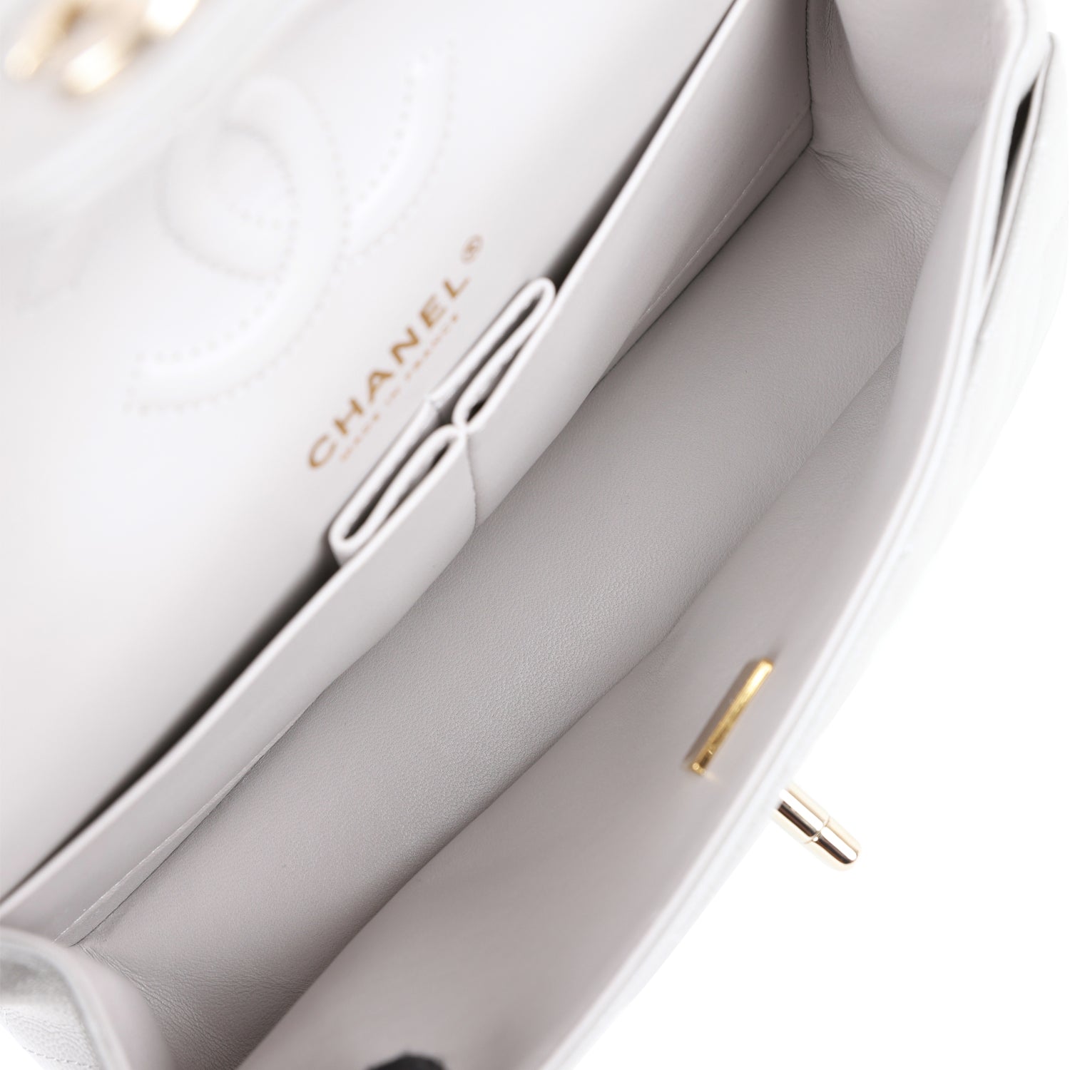 Small Classic Double Flap Grey Caviar Light Gold Hardware