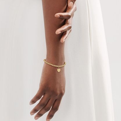 Return to 庐 Heart Tag Bead Bracelet in Yellow Gold