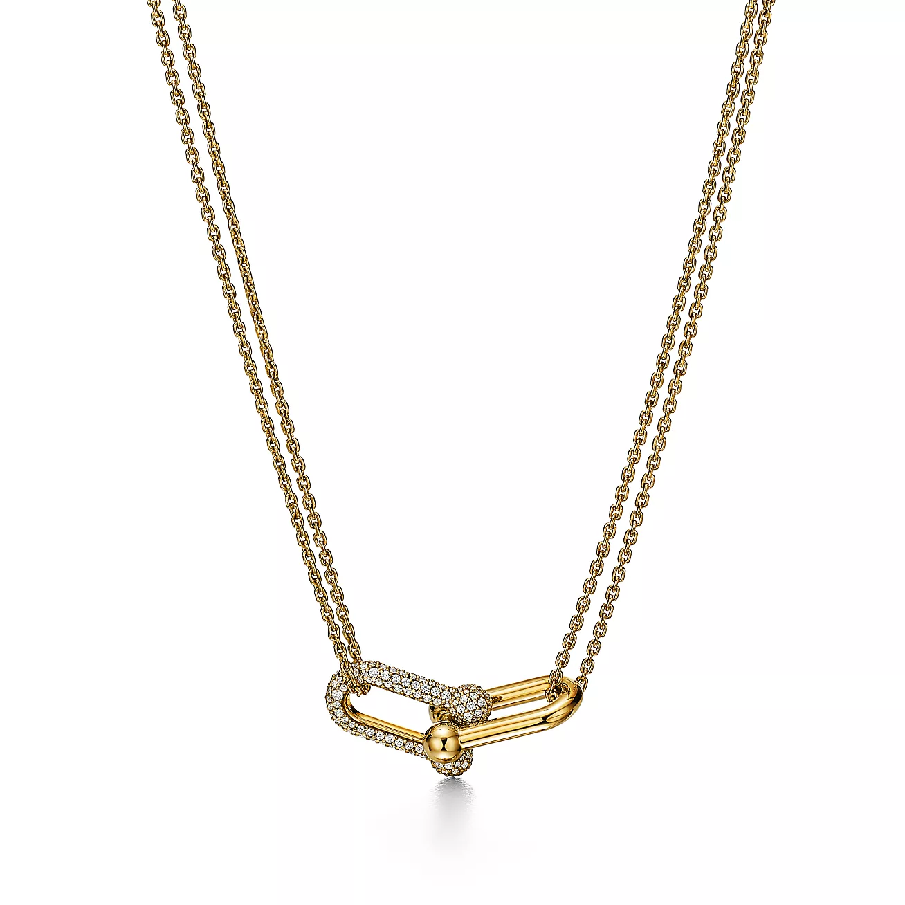 HardWear Link Pendant in Yellow Gold with Pave Diamonds