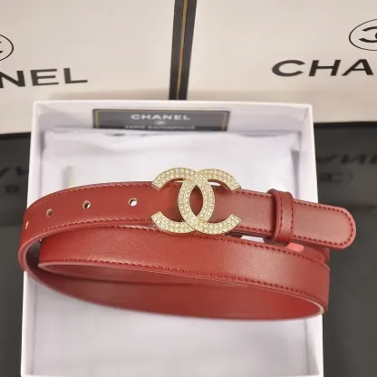 4 Colors fashion double C half rhinestone belt