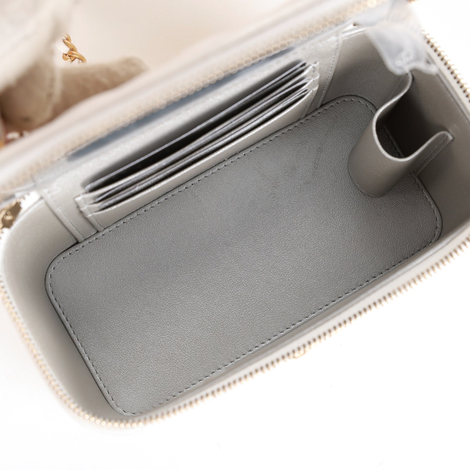 Small Vanity Case White Patent Leather Antique Gold Hardware
