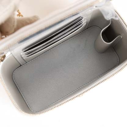 Small Vanity Case White Patent Leather Antique Gold Hardware