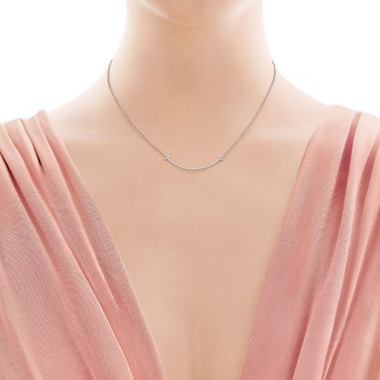 T Smile Pendant in White Gold with Diamonds, Small
