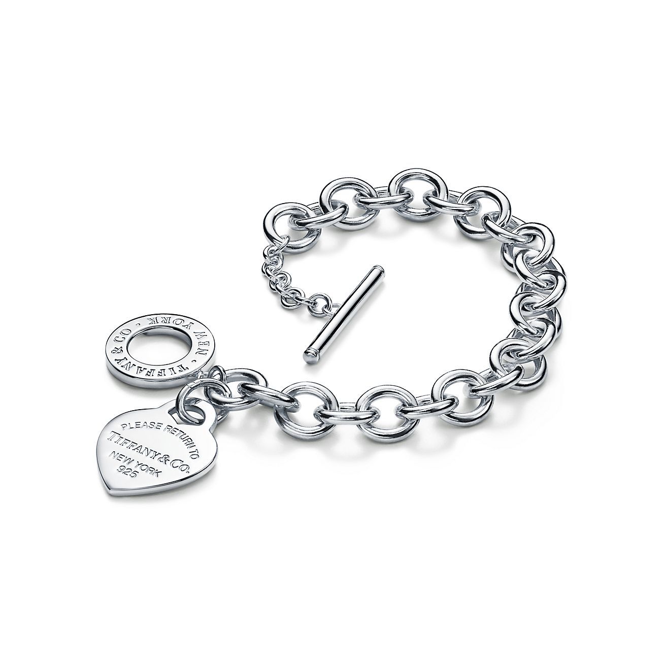 Return to 庐 Heart Tag Toggle Bracelet in Silver