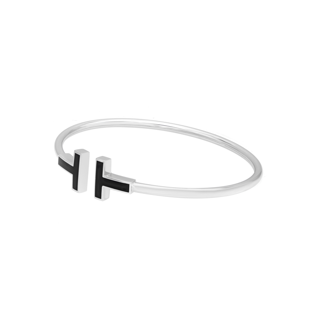 & Co. T Black Onyx Wire Bracelet 18K White Gold