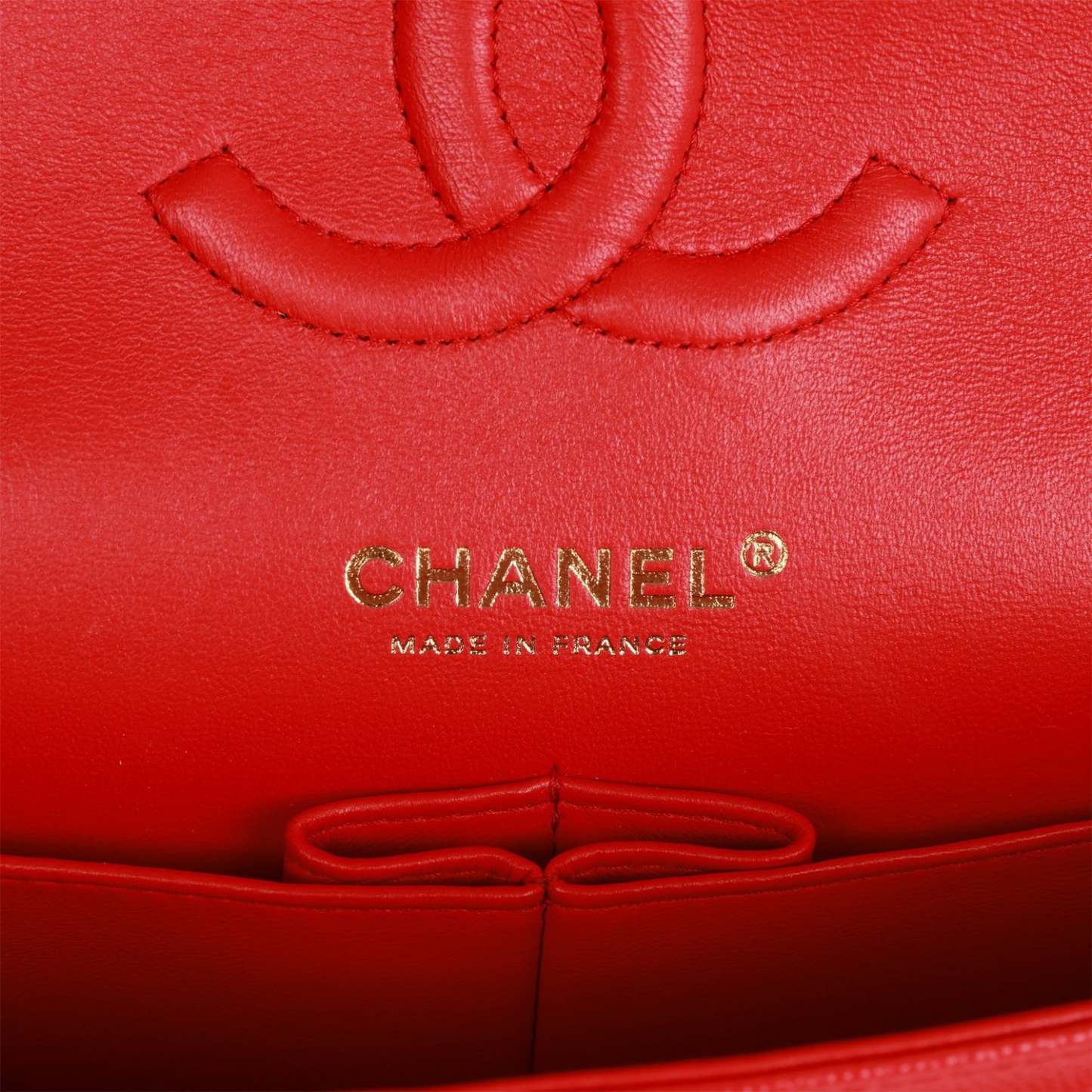 Medium Classic Double Flap Bag Red Caviar Light Gold Hardware