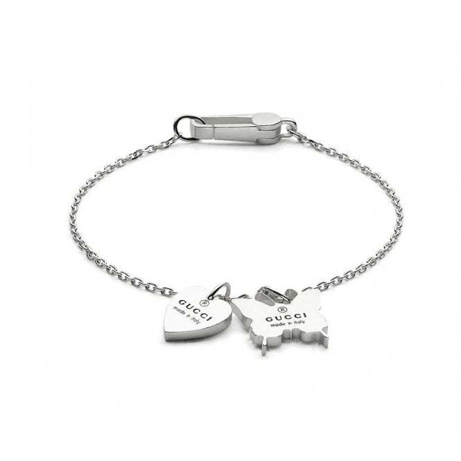 Metallic Heart & Butterfly Charm Bracelet