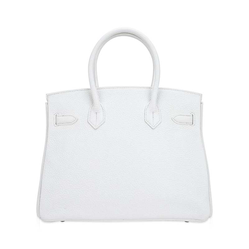 Birkin 30 Bag White Clemence Leather with Gold Hardware