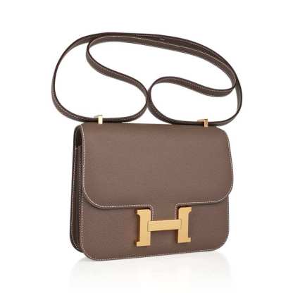 Constance Mini 18 Bag Etoupe Gold Hardware Epsom Leather