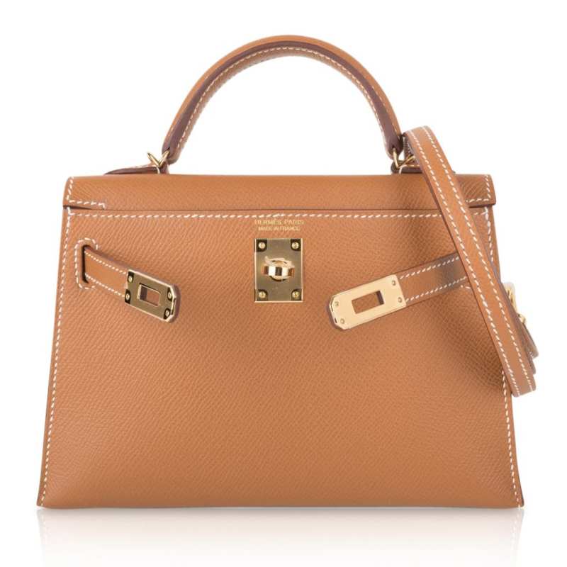 Mini Kelly 20 Bag Sellier Gold Epsom with Gold Hardware