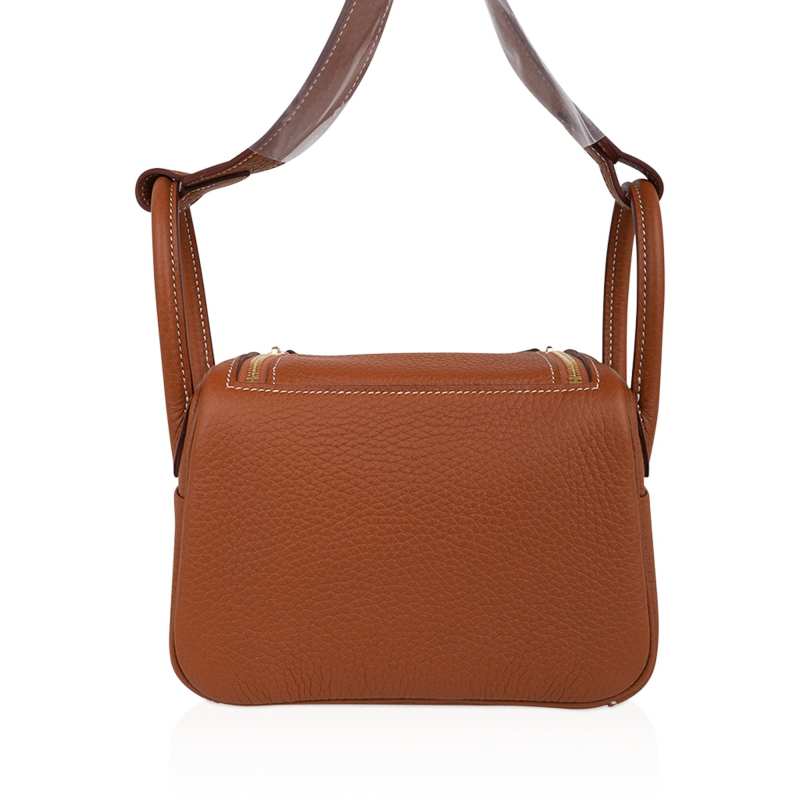 Mini Lindy 20 Bag Gold Clemence Leather with Gold Hardware