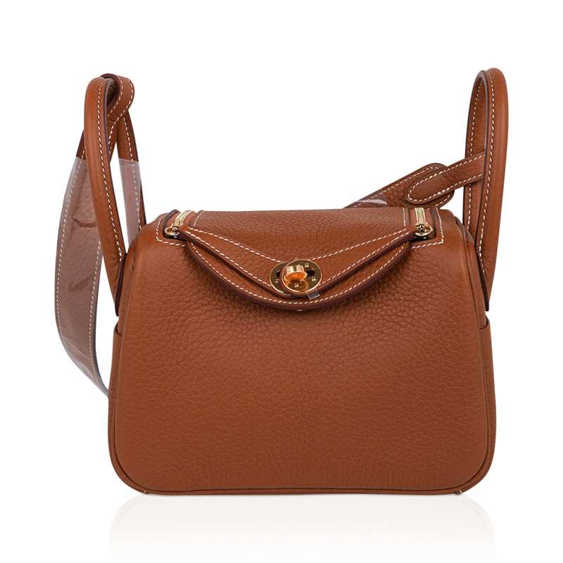 Mini Lindy 20 Bag Gold Clemence Leather with Gold Hardware