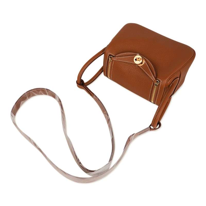 Mini Lindy 20 Bag Gold Clemence Leather with Gold Hardware