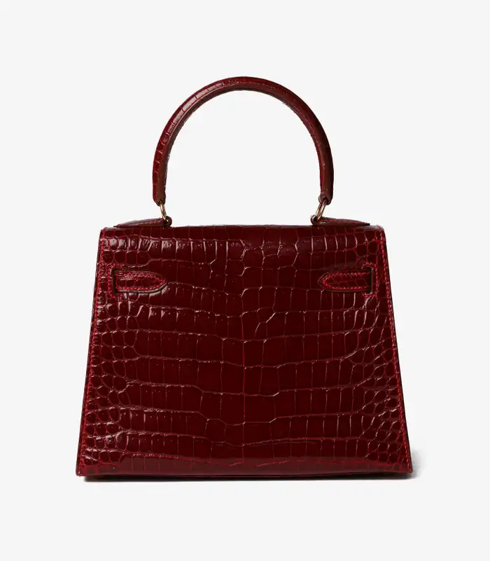 Hermès Rouge H Shiny Porosus Crocodile Leather Vintage Kelly 20cm